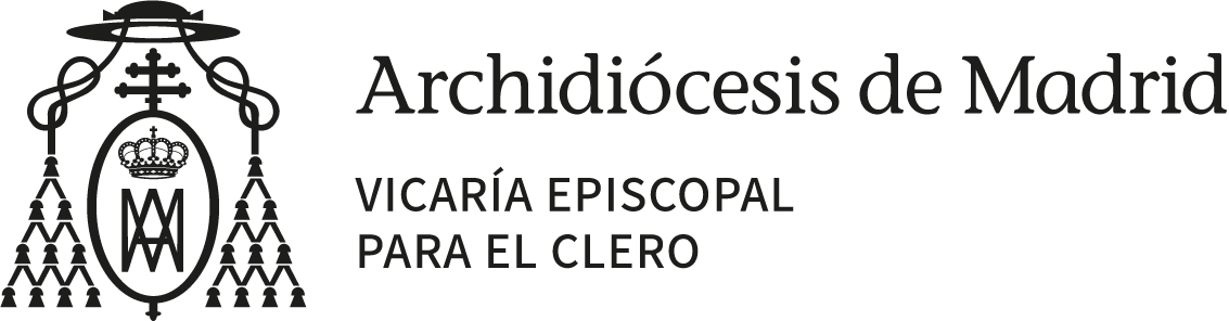Imagotipo horizontal en negro de Vicaría Episcopal para el Clero