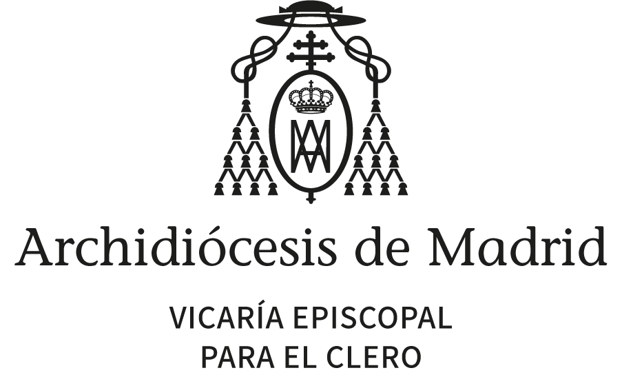 Imagotipo vertical en negro de Vicaría Episcopal para el Clero