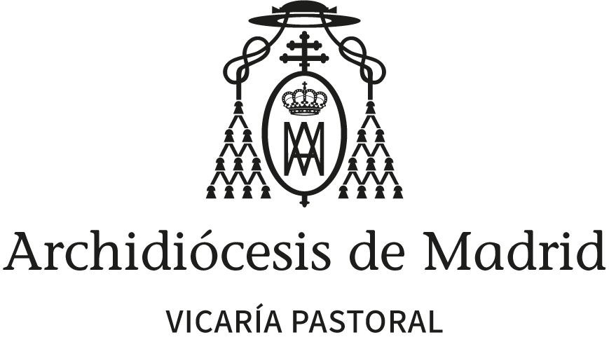 Imagotipo vertical en negro de Delegación Episcopal de Pastoral para la Zona Centro