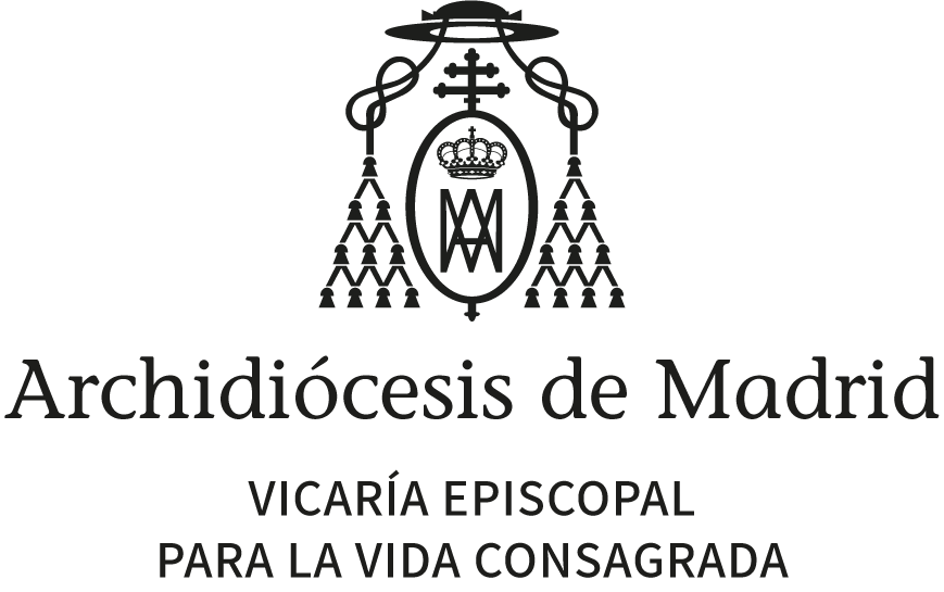 Imagotipo vertical en negro de Vicaría Episcopal para la Vida Consagrada